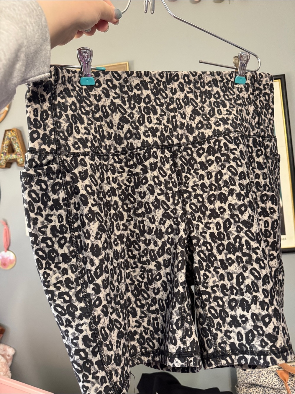 RBX Black and Cream Leopard Print biker shorts